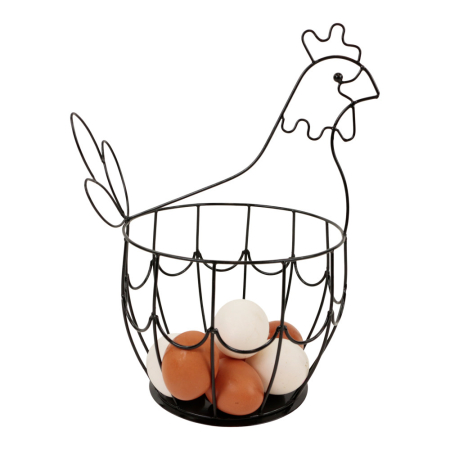 Eierkorb Metall Huhn schwarz