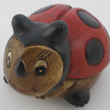 Houten Lieveheersbeestje 10cm, antique