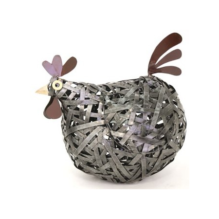 Metalen eierhouder kip grof gevlochten