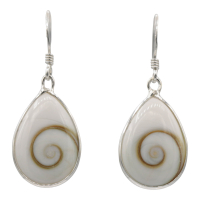 Oorhanger zilver Shiva Eye schelp, ovaal, SPN5700