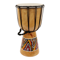 Djembe hout stippen geel/rood M