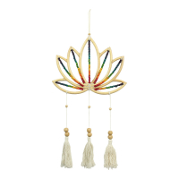 Hanger hout lotus chakra kralen meerkleurig M