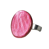Ring capiz oval verstelbaar rood