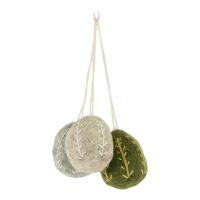 Ornament vilt eieren naturel/groen set3