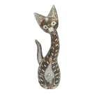 Beeld hout kat bruin L