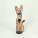 Beeld hout kat natural lang L