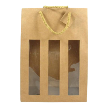 Cadeau wijntas 3 flessen met venster set10