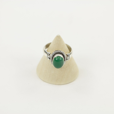 Ring, Silber, grüner Onyx, Mt. 18/57