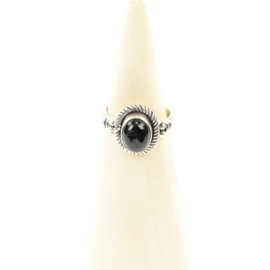 Ring, Silber, schwarzer Onyx, Mt. 18/56