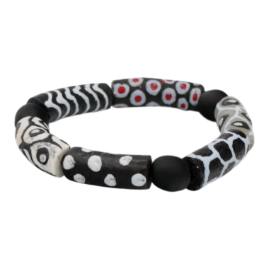Krobo-Perlenarmband, schwarz/weiß sortiert, 15 cm