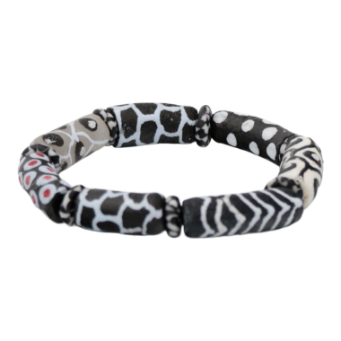 Krobo-Perlenarmband, schwarz/weiß sortiert, 18 cm