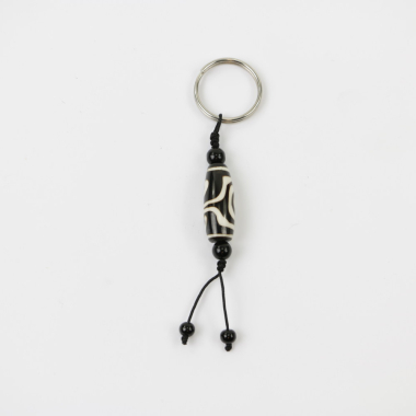 Tibetaanse Sleutelhanger, kunststof, DZI zwart/wit
