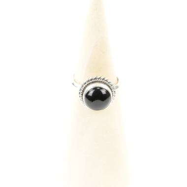 Ring zilver Mt. 7/55 Zwarte Onyx M0443