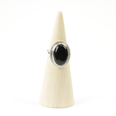 Ring zilver Mt. 10/62 Zwarte Onyx RAJ2