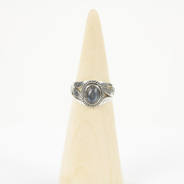Ring zilver Mt. 8/57 Labradoriet HAS49