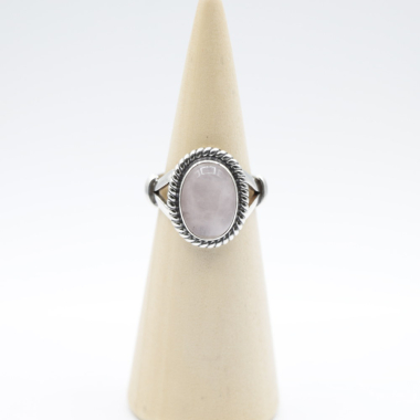 Ring zilver Mt. 8/57 Rozenkwarts RAJ9