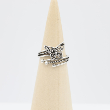 Ring zilver Mt. 9/60 Vlinder RB046