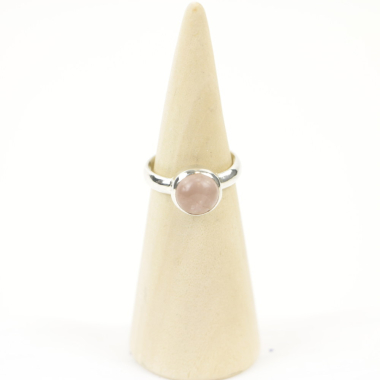 Ring zilver Mt. 9/60 Rozenkwarts M0671