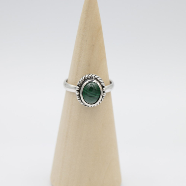 Ring zilver Mt. 8/57 Malachiet HR44