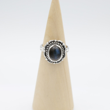 Ring zilver Mt. 10/62 Labradoriet HAS55