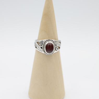 Ring zilver Mt. 9/60 Granaat HAS116