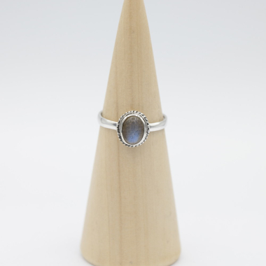 Ring zilver Mt. 9/60 Labradoriet HR184