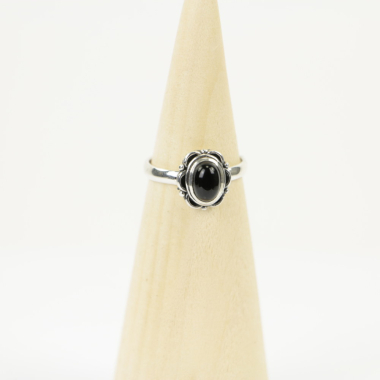 Ring zilver Mt. 6/52 Zwarte Onyx HR279