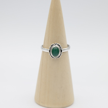 Ring zilver Mt. 9/60 Groene Onyx HAS279