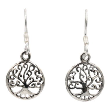 Oorhanger Levensboom zilver RB086