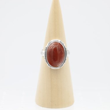 Ring zilver Mt. 9/60 Rode Jaspis RAJ7