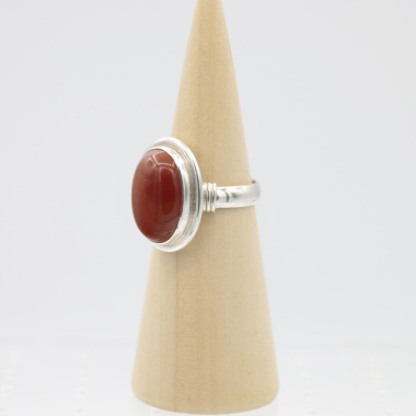 Ring zilver Mt. 9/60 Rode Jaspis RAJ8a