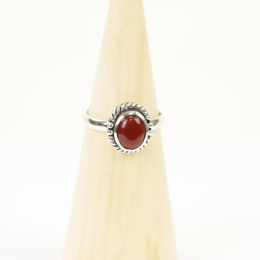 Ring zilver Mt. 10/62 Rode Onyx HR44