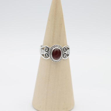 Ring zilver Mt. 8/57 Rode Onyx HAS113