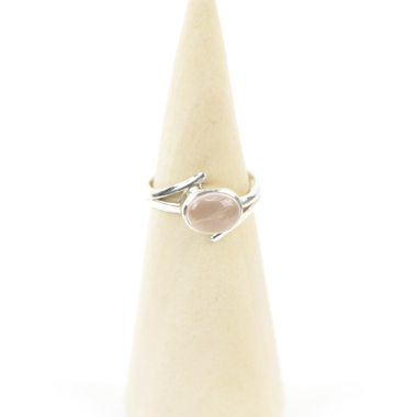 Ring zilver Mt. 9/60 Rozenkwarts MQS158a