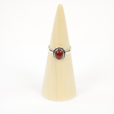 Ring zilver Mt. 9/60 Rode Onyx HAS201