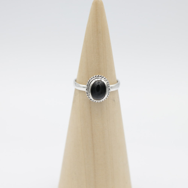 Ring zilver Mt. 9/60 Zwarte Onyx HR184
