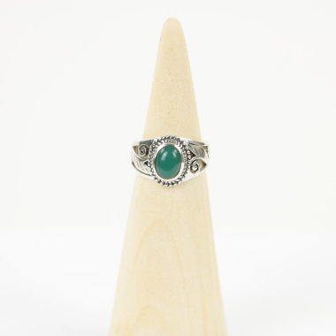 Ring zilver Mt. 8/57 Groene Onyx HR116