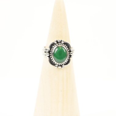 Ring zilver Mt. 9/60 Malachiet HAS53