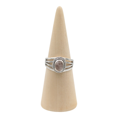 Ring zilver Mt. 7/55 Rozenkwarts HAS127