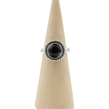 Ring zilver Mt. 8/57 Zwarte Onyx RAJ15