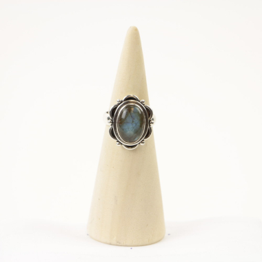Ring zilver Mt. 9/60 Labradoriet RAJ6