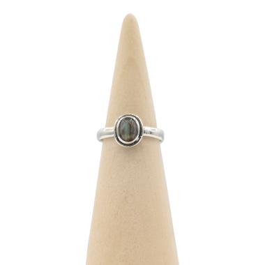 Ring zilver Mt. 9/60 Labradoriet HAS230