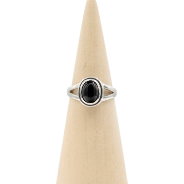 Ring zilver Mt. 11/65 Zwarte Onyx HAS60