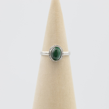 Ring zilver Mt. 9/60 Malachiet HAS184