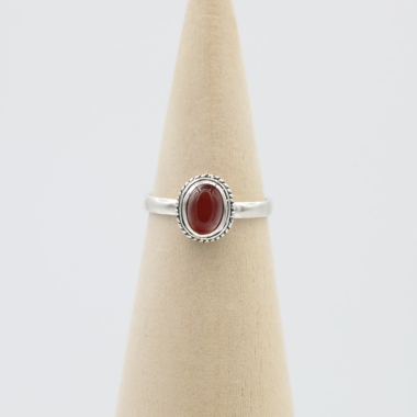 Ring zilver Mt. 8/57 Rode Onyx HAS184