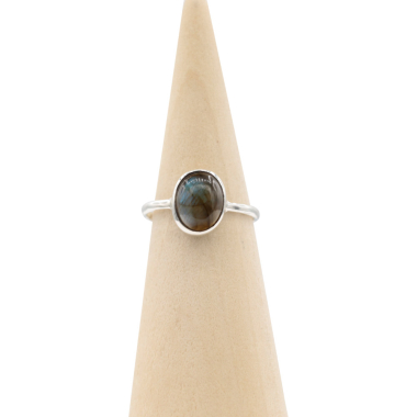 Ring zilver Mt. 8/57 Labradoriet HAS289