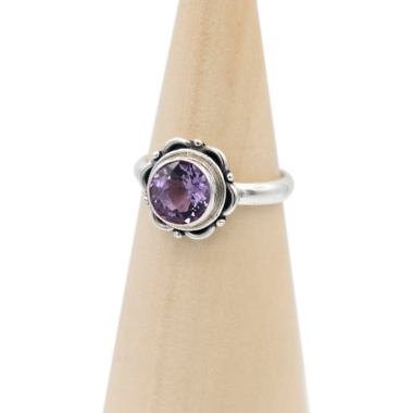 Ring zilver Mt. 10/62 Amethist facet MQS16