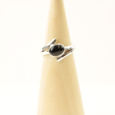 Ring zilver Mt. 7/55 Zwarte Onyx M0158a