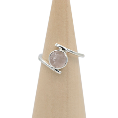 Ring zilver Mt. 10/62 Rozenkwarts MQS21