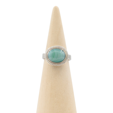 Ring zilver Mt. 8/57 Groene Agaath Verstelbaar RAJ2